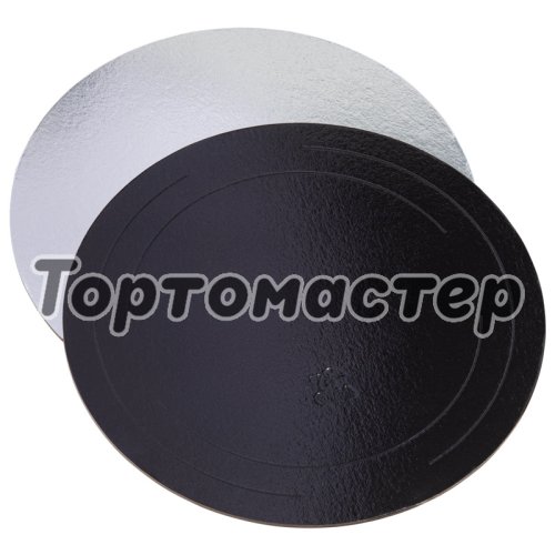 Подложка под торт Чёрная/Серебро 3,2 мм 26 см ForG BASE 3,2 B/S D 260 S
